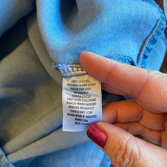 New Directions Denim 3/4 Sleeves Dress with Smocking - Picture 15 of 16